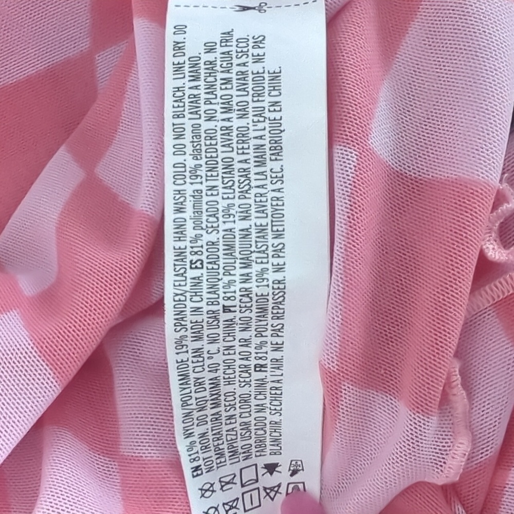 Y2K Mesh Pink Lettuce Hem Crop Top - Picture 4 of 5
